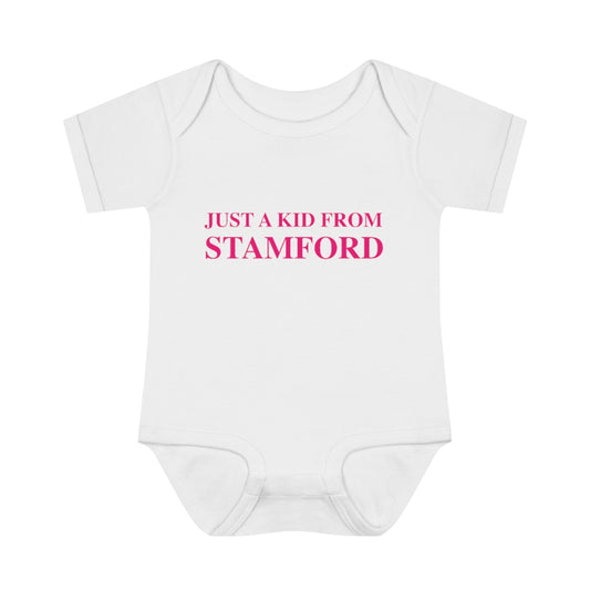 Just a kid from Stamford Infant Baby Rib Bodysuit