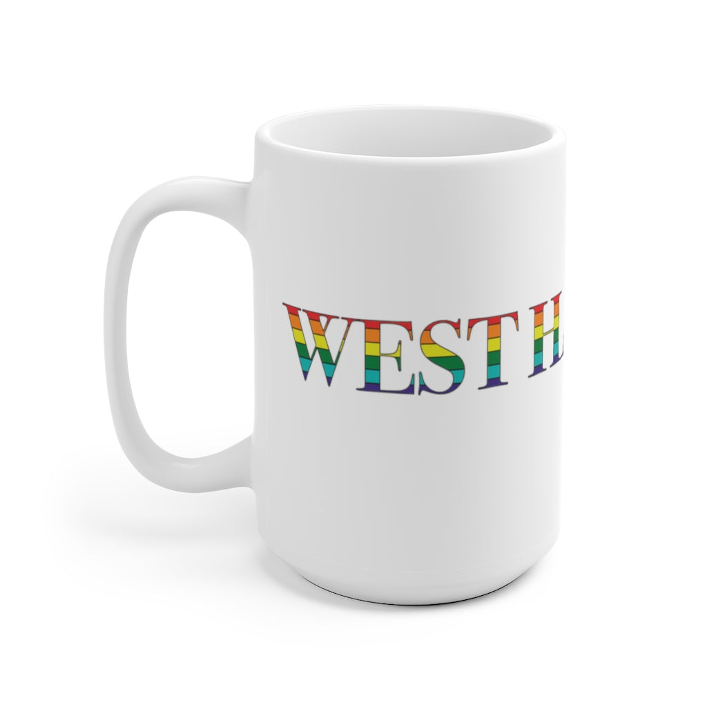 West Hartford Rainbow mug.  West Hartford Connecticut tee shirts, hoodies sweatshirts, mugs, other apparel, home gifts, and souvenirs.  10% of the Proceeds of this collection will be donated to a Connecticut LGBTQ organization. Free USA shipping. 