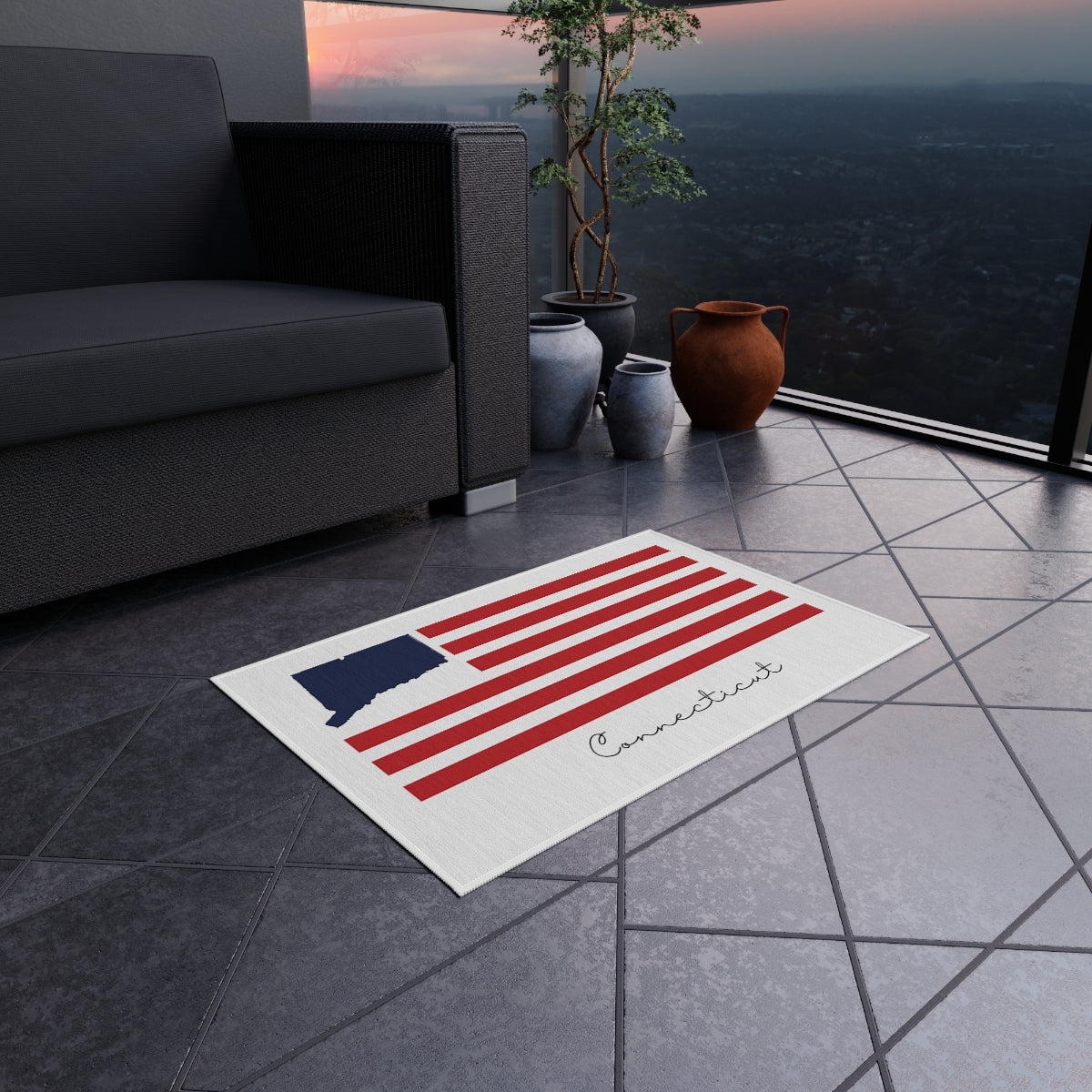 Connecticut Flag Outdoor Rug