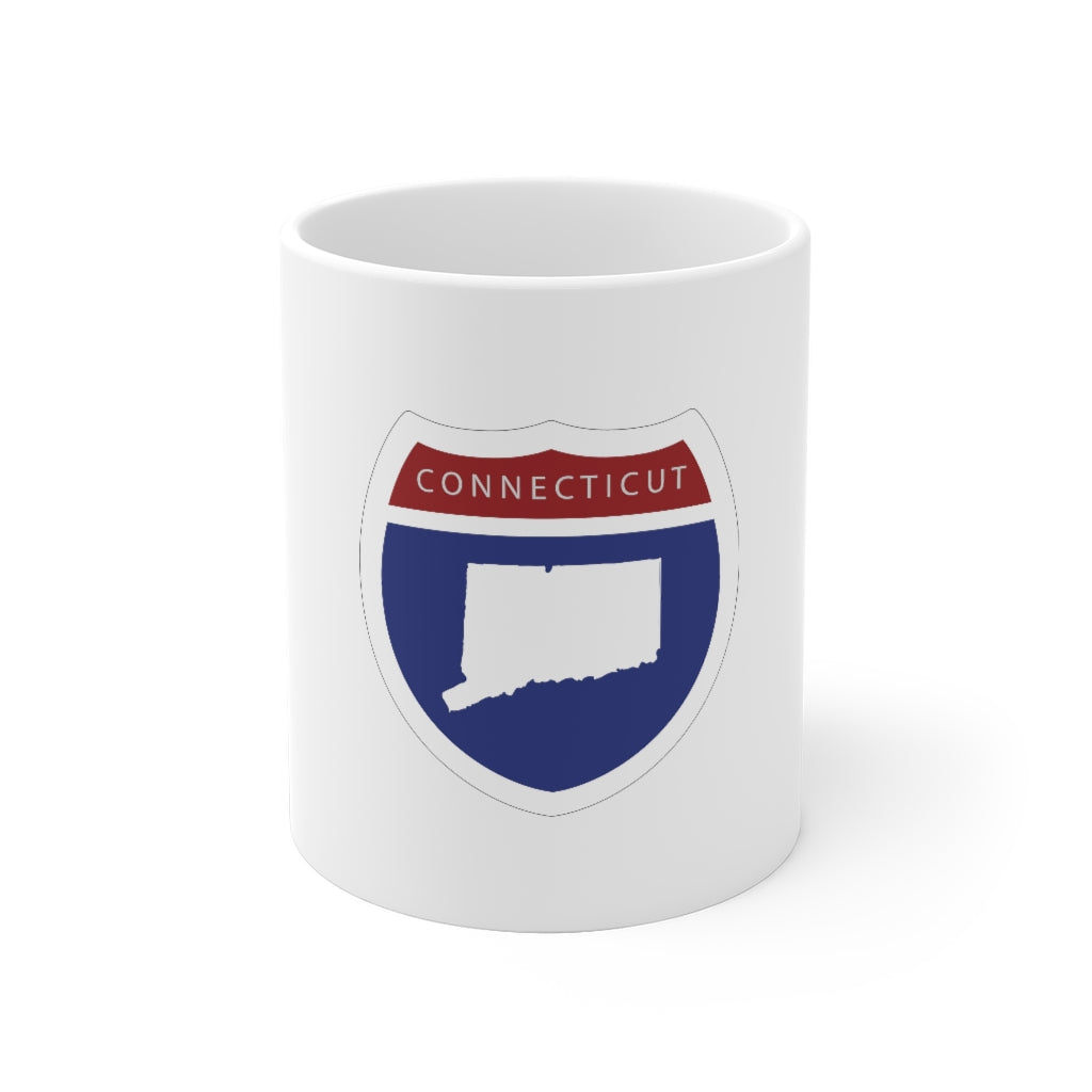 Connecticut Interstate White Ceramic Mug