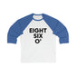 Eight Six O' Unisex 3\4 Sleeve Baseball Tee