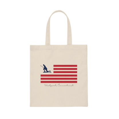 Westport Connecticut tote bag. Minuteman Flag Canvas Tote Bag