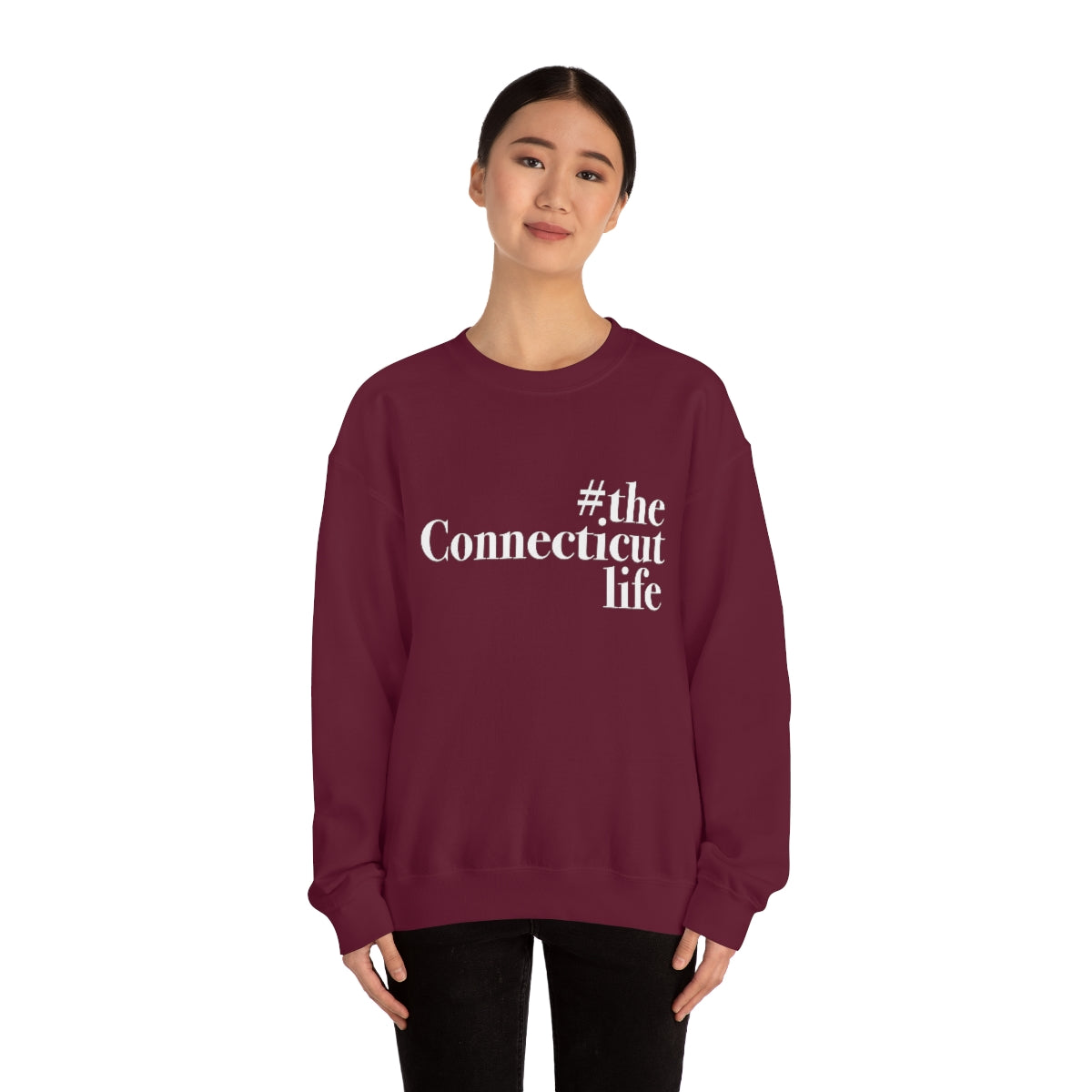 #theconnecticutlife Unisex Heavy Blend™ Crewneck Sweatshirt - White Font