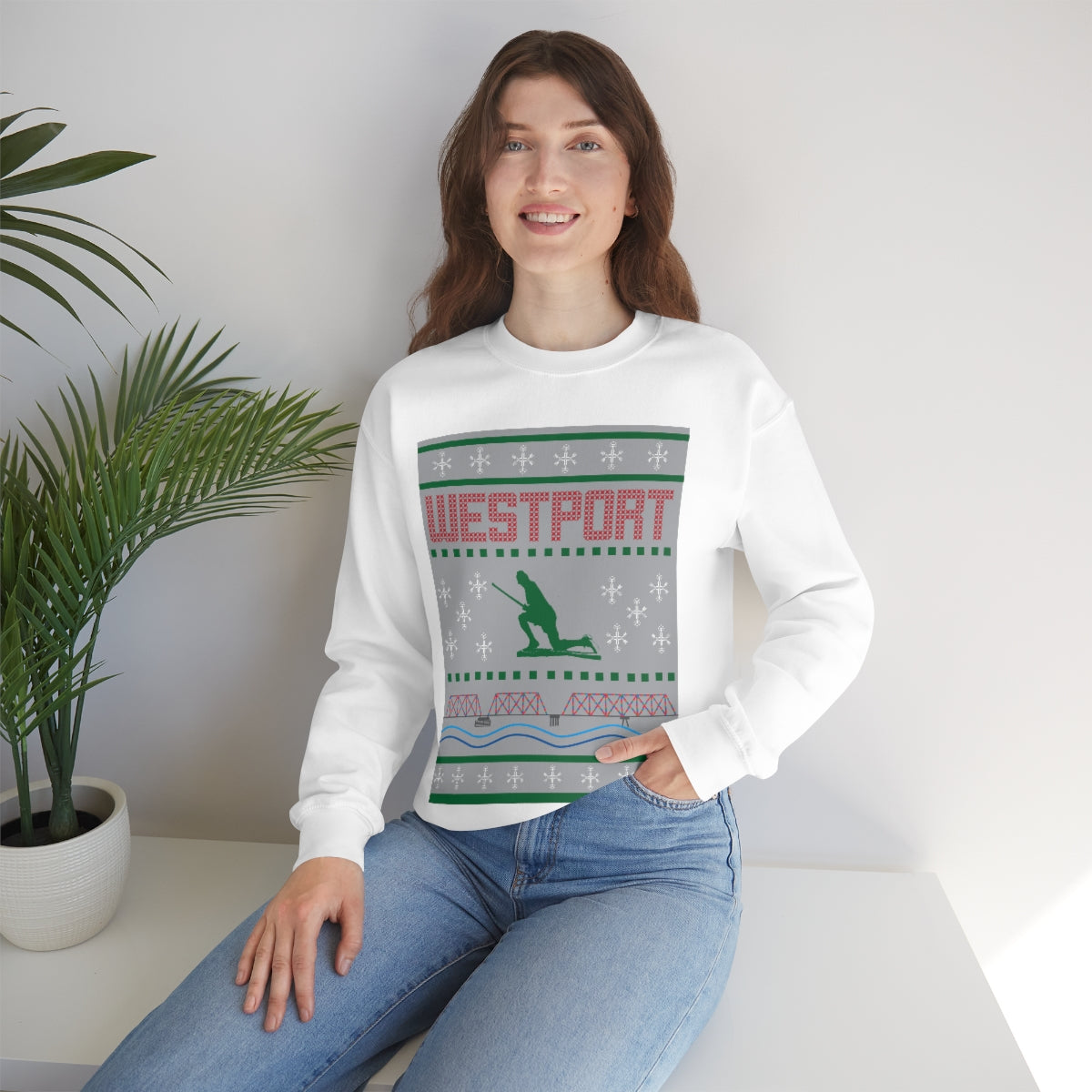 Westport Ugly Holiday Green - Red  Unisex Heavy Blend™ Crewneck Sweatshirt