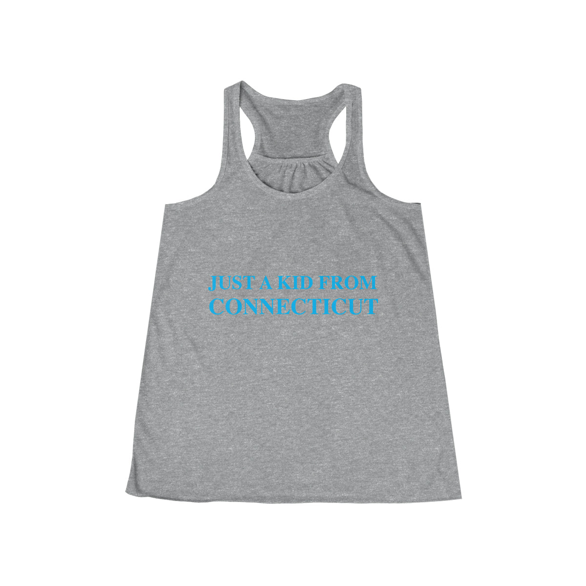 Just a kid from Connecticut Women's Flowy Racerback Tank