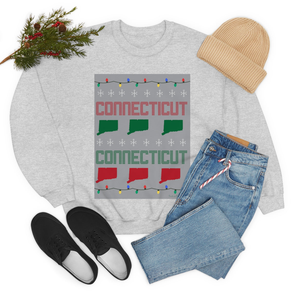 Connecticut Ugly Holiday Unisex Heavy Blend™ Crewneck Sweatshirt