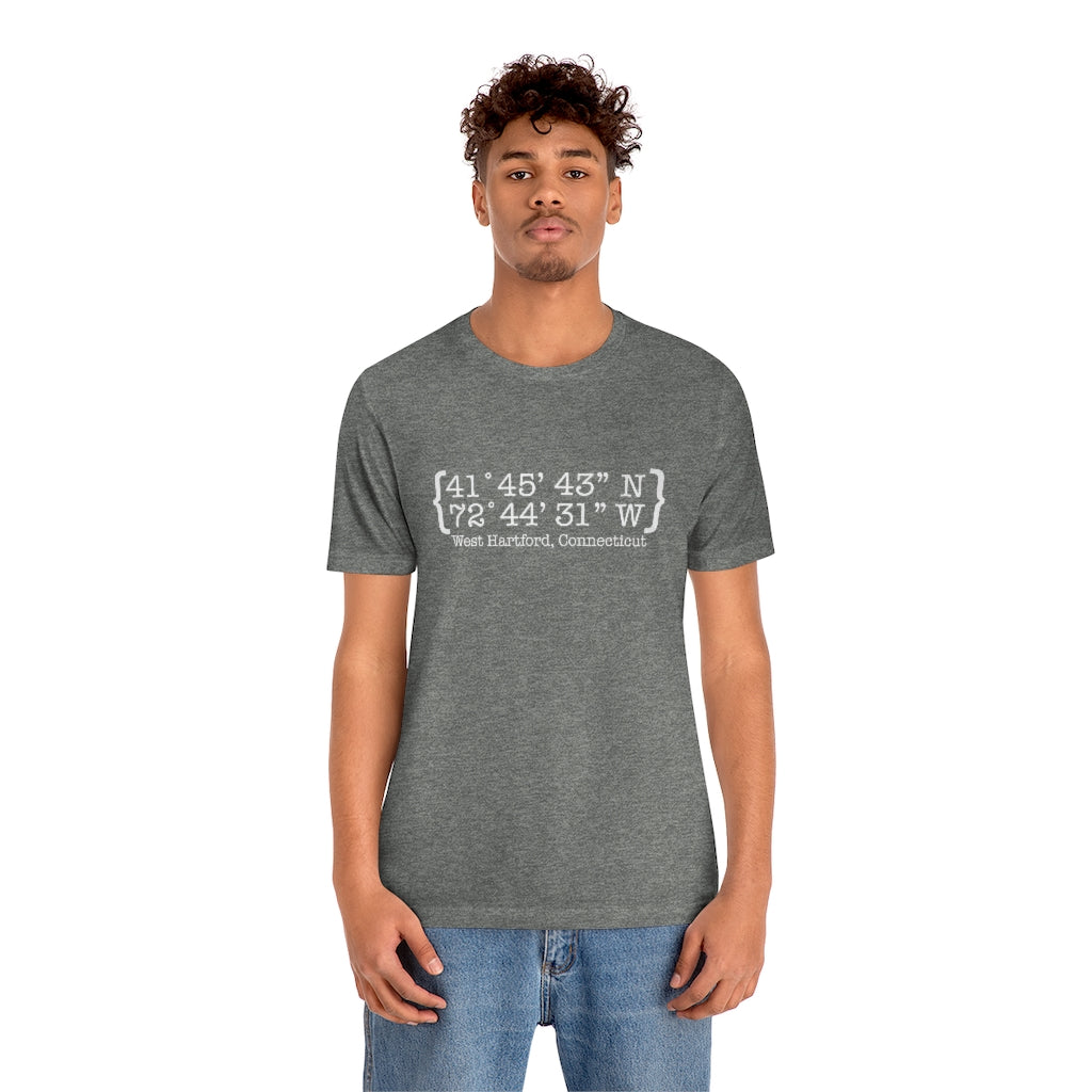 West Hartford Coordinates tee shirt.  West Hartford Connecticut tee shirts, hoodies sweatshirts, mugs, other apparel, home gifts, and souvenirs. Proceeds of this collection go to help Finding Connecticut’s brand. Free USA shipping. 