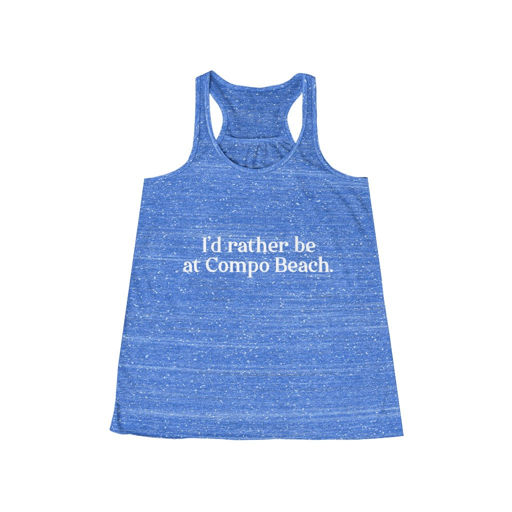 I'd rather be at Compo Beach. Women's Flowy Racerback Tank