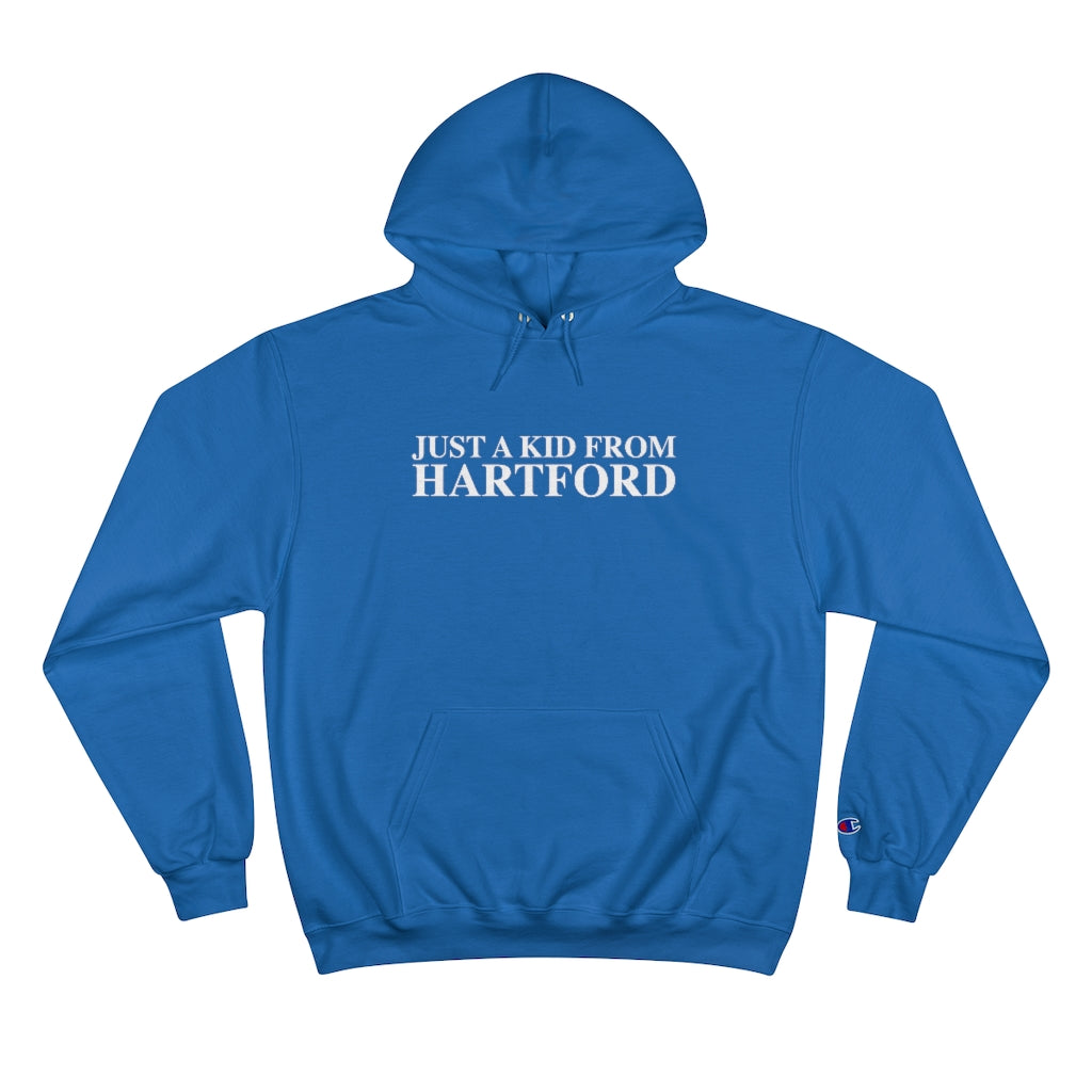 Just a kid from Hartford Champion Hoodie  Did you grow up in Hartford, Connecticut? Or know of someone who did? This collection is for someone who has those special Hartford memories.  Proceeds help grow Finding Connecticut's website and brand.   Click here to go back to our home page. 