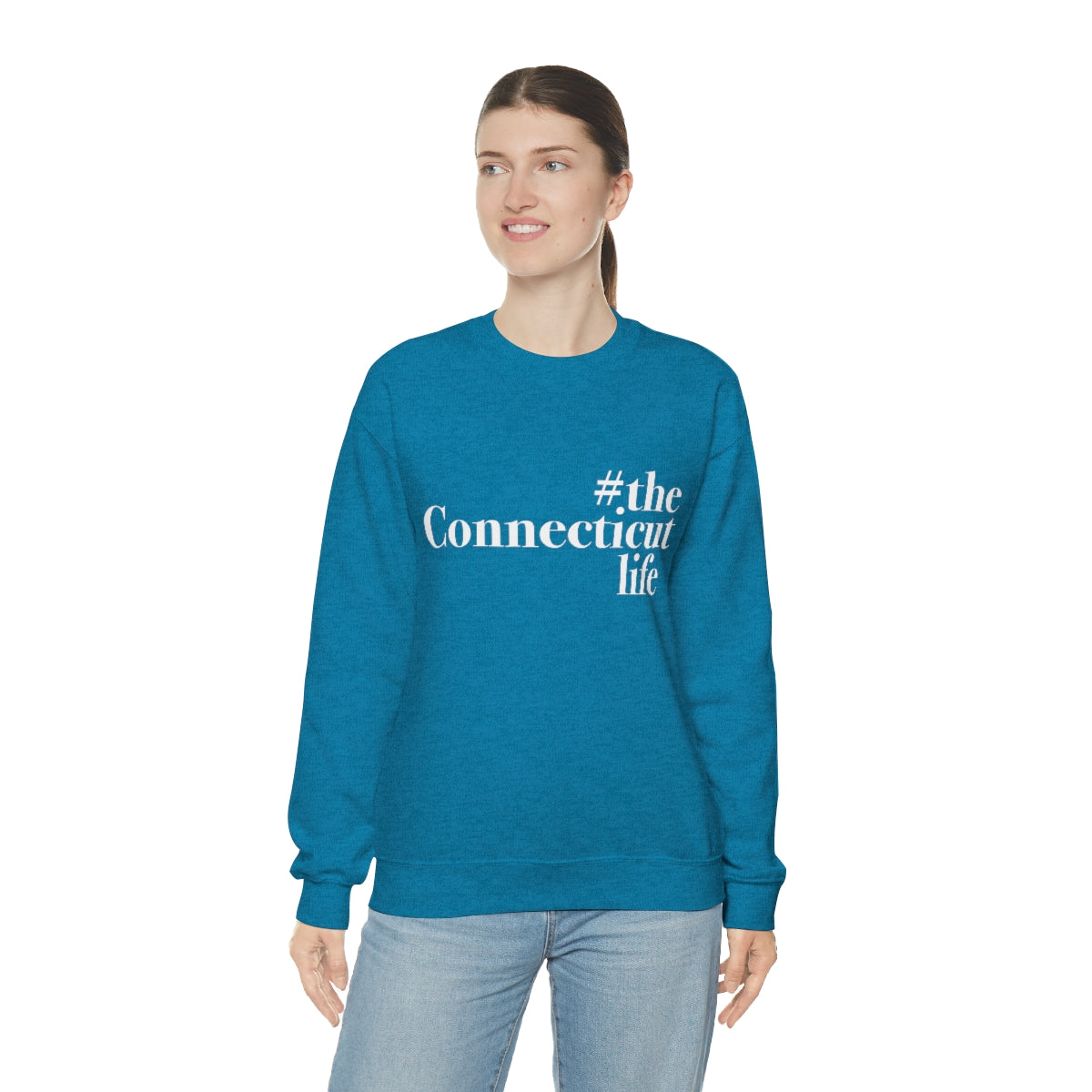 #theconnecticutlife Unisex Heavy Blend™ Crewneck Sweatshirt - White Font