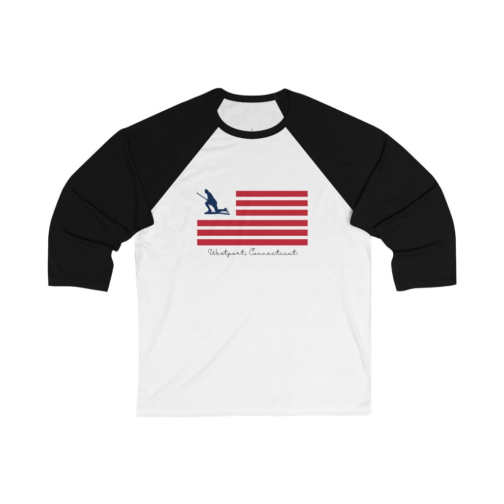 Minuteman Flag Unisex 3/4 Sleeve Baseball Tee