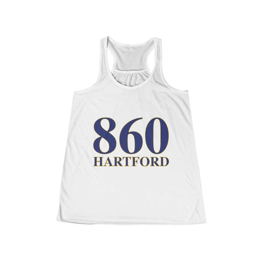 860 Hartford Women's Flowy Racerback Tank 860 Hartford Collection. Inspired by the Connecticut flag and the 860! Show off for your pride for Connecticut and Hartford!   Proceeds of this collection go to help build Finding Connecticut’s website and brand. • Free USA shipping   Click here to go to our home page