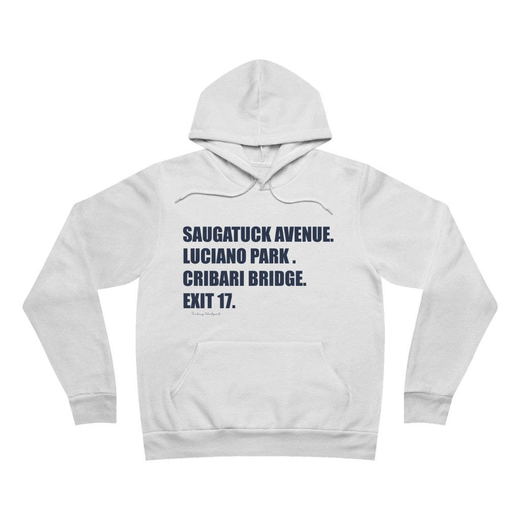 Saugatuck Ave. Luciano Park. Cribari Bridge. Exit 17. Unisex Sponge Fleece Pullover Hoodie  How do you say Westport without saying Westport? Westport, Connecticut is filled with unique aspects. Each providing different elements that make up the town from historic to modern traditions.   Proceeds of this collection goes to help build Finding Westport and Finding Connecticut's  brands. 