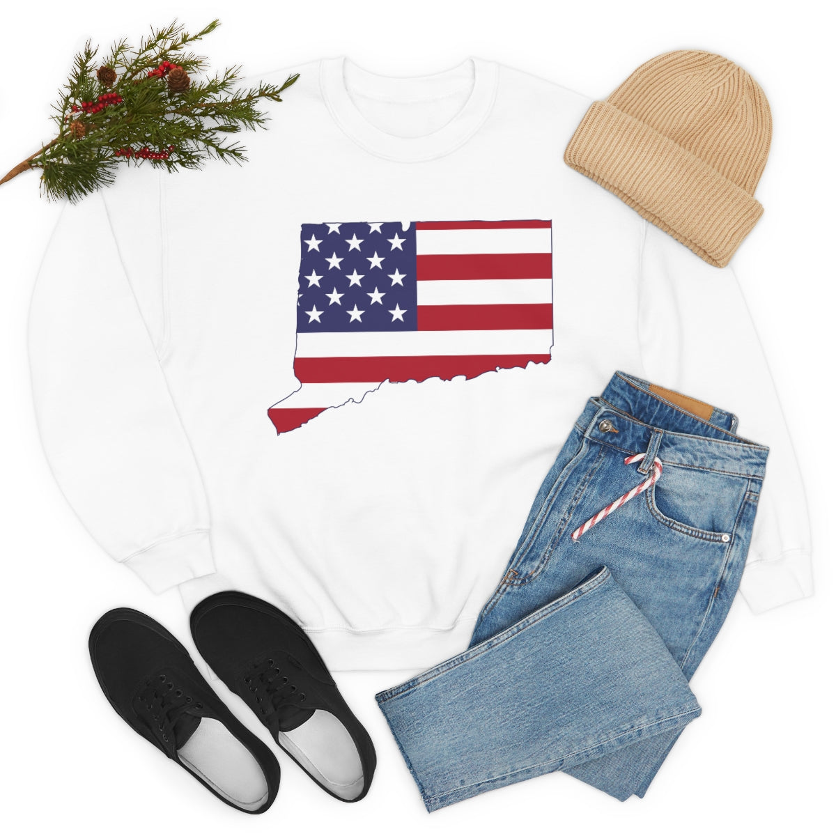 Connecticut American Flag Unisex Heavy Blend™ Crewneck Sweatshirt