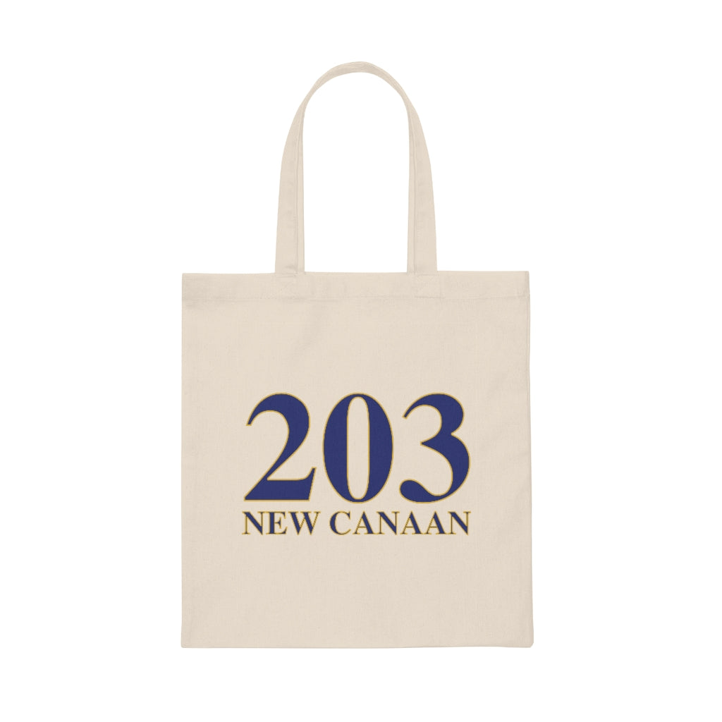 203 New Canaan Canvas Tote Bag  The 203 New Canaan Collection. Show off New Canaan and Connecticut at the same time. Colors were inspired by the Connecticut state flag.   Proceeds help build Finding New Canaan and Finding Connecticut's brand.  