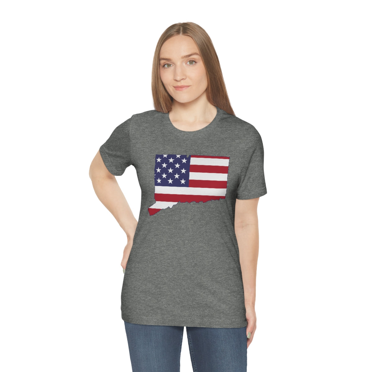 Connecticut American Flag Unisex Jersey Short Sleeve Tee