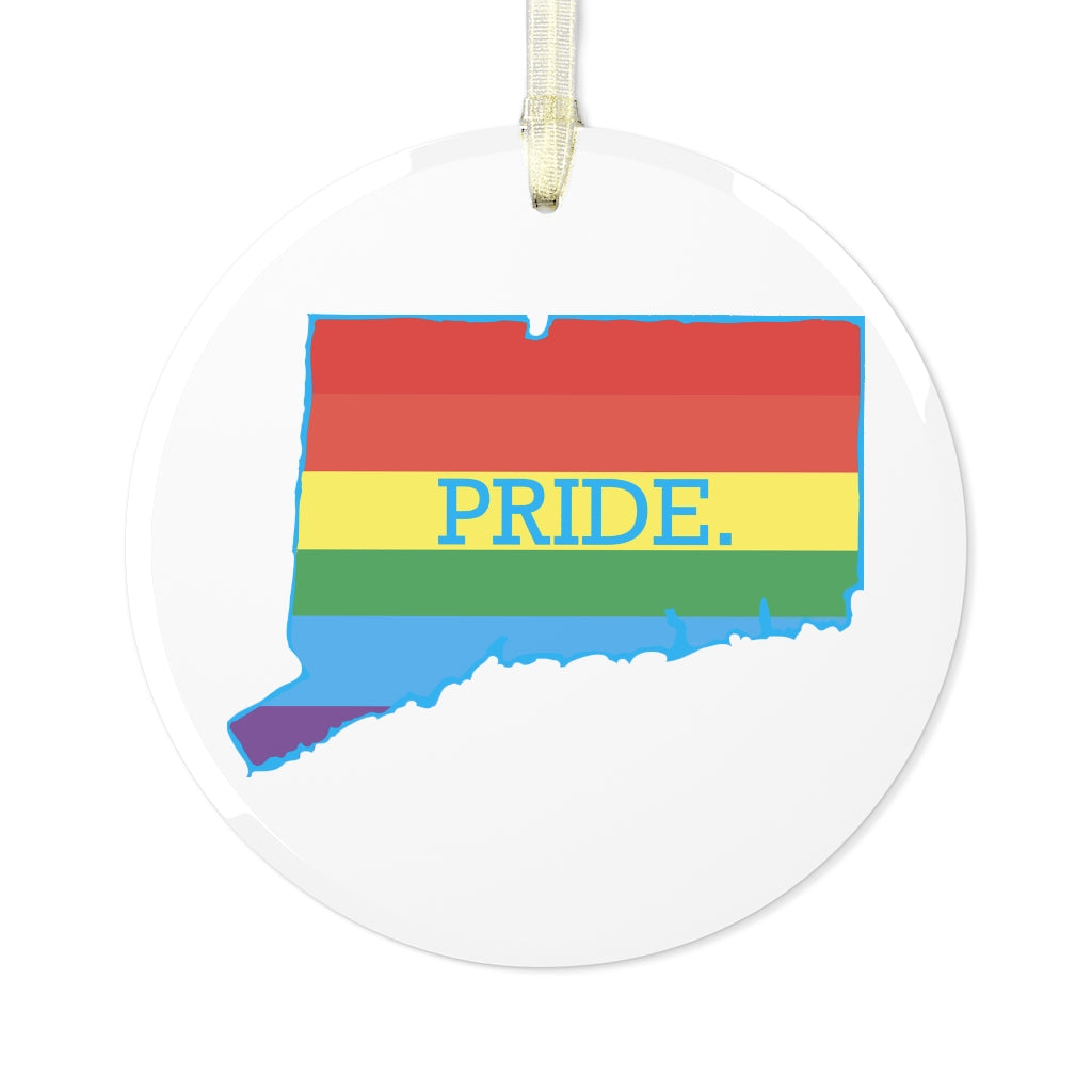 Connecticut Pride Glass Ornament