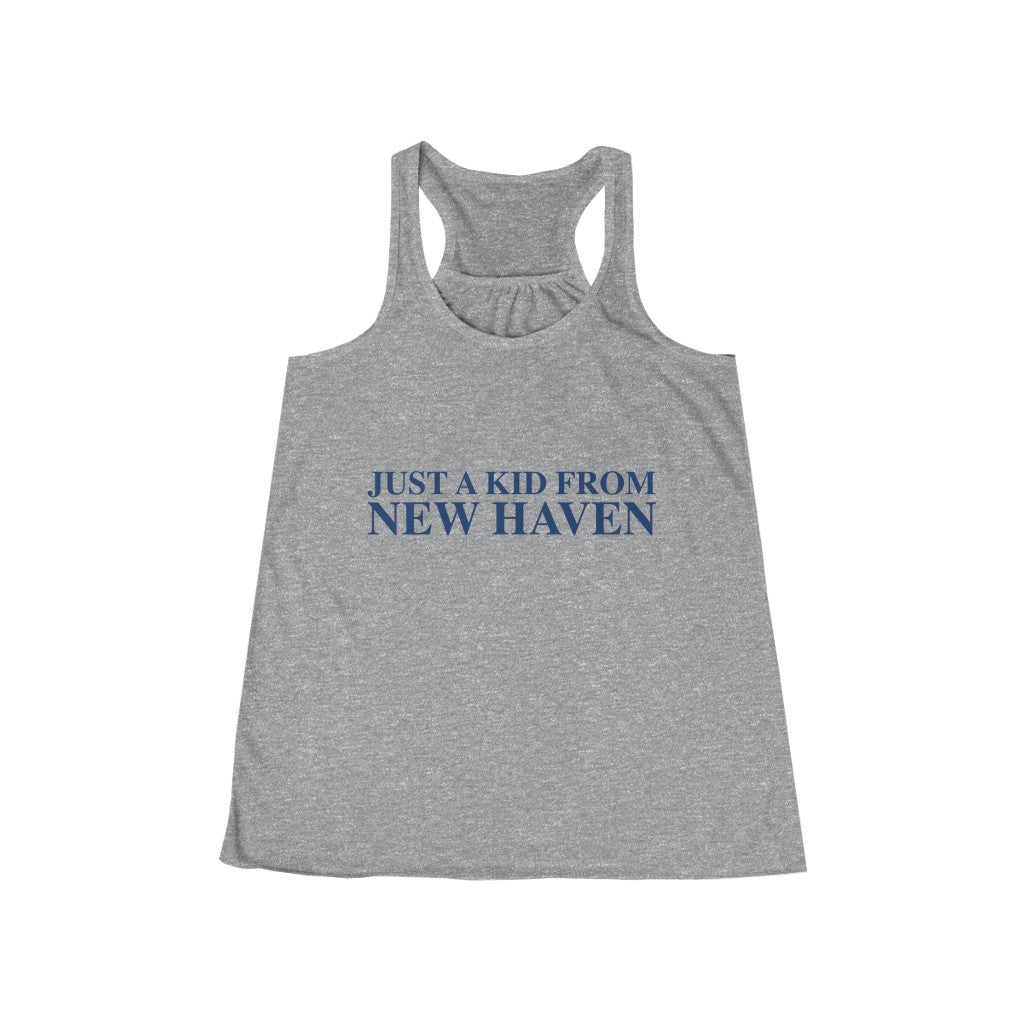 Just a kid from New Haven Women's Flowy Racerback Tank