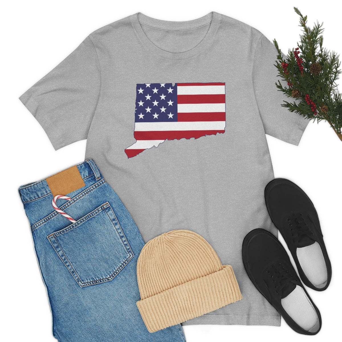 Connecticut American Flag Unisex Jersey Short Sleeve Tee