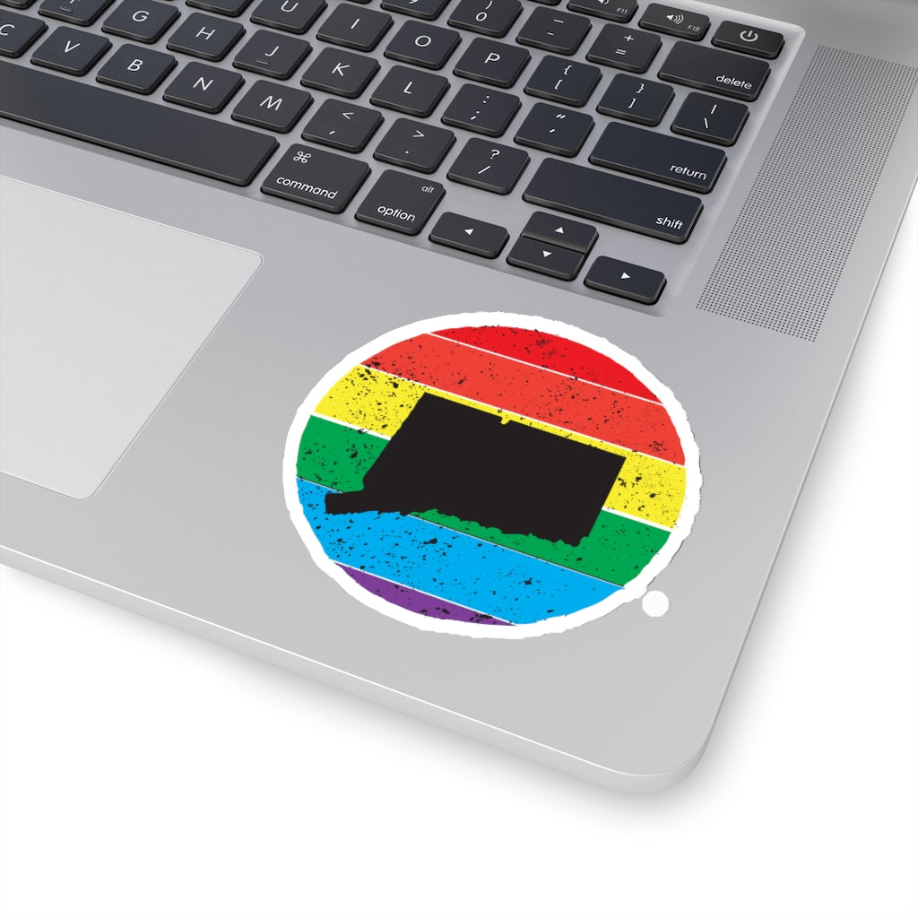 Connecticut Rainbow Kiss-Cut Stickers