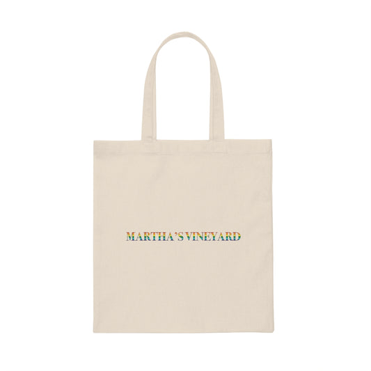 Martha's Vineyard Rainbow Canvas Tote Bag