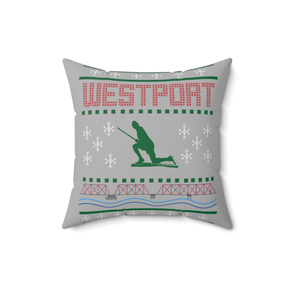 Westport Ugly Holiday Sweater Red / Green Spun Polyester Square Pillow