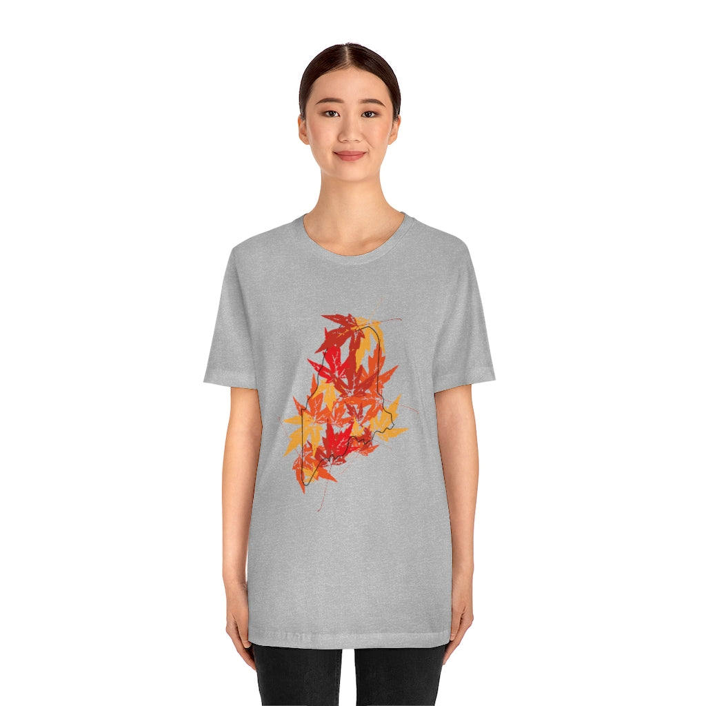 Maine Leaves Unisex Jersey Short Sleeve Tee