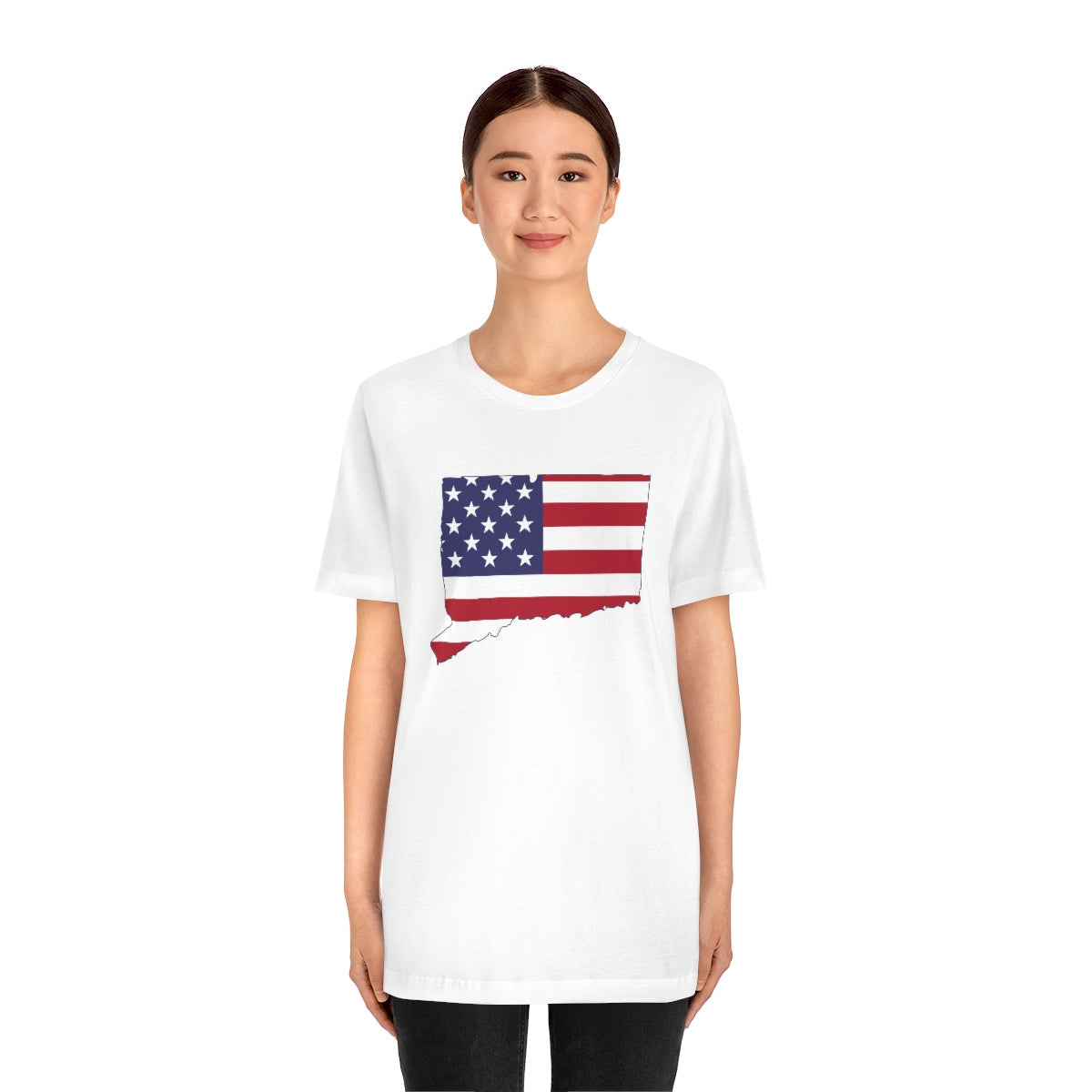 Connecticut American Flag Unisex Jersey Short Sleeve Tee