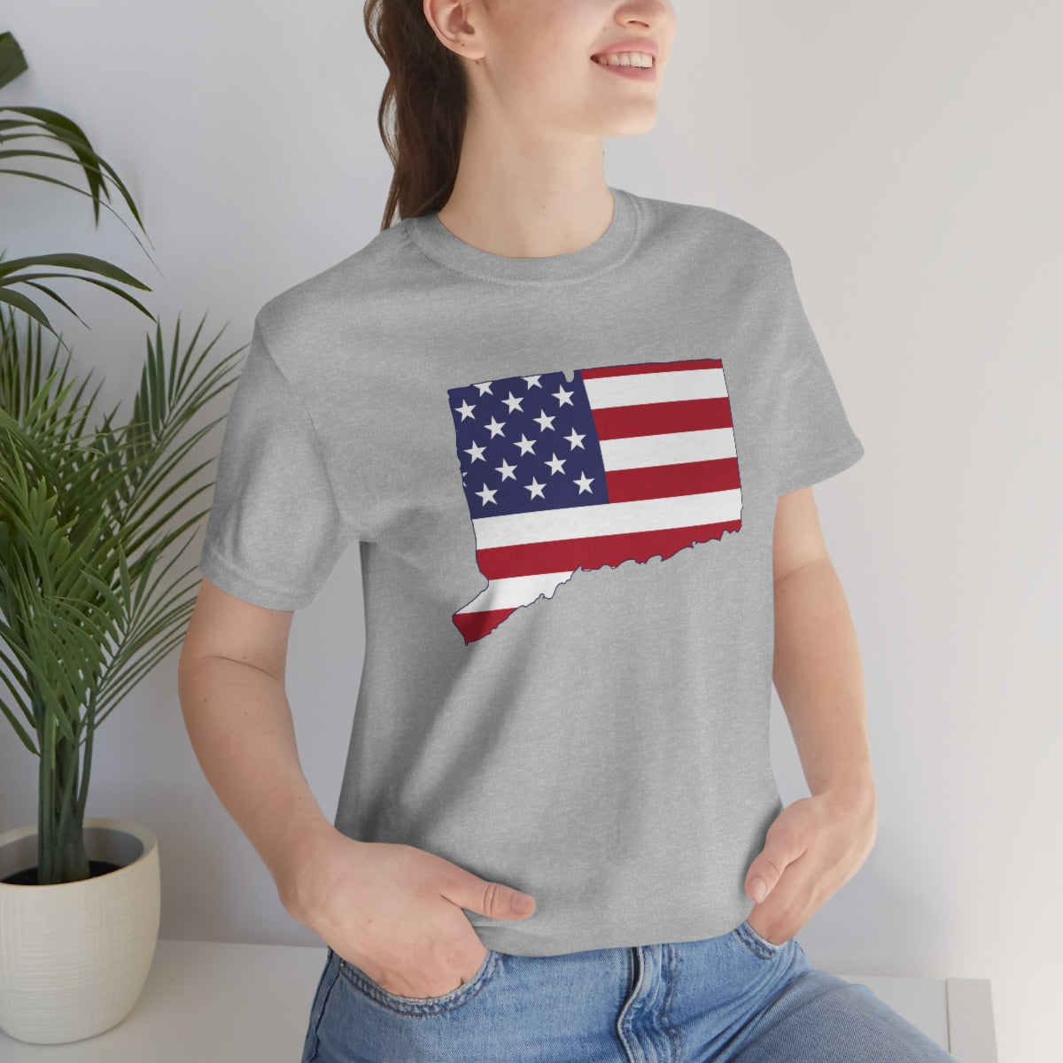 Connecticut American Flag Unisex Jersey Short Sleeve Tee