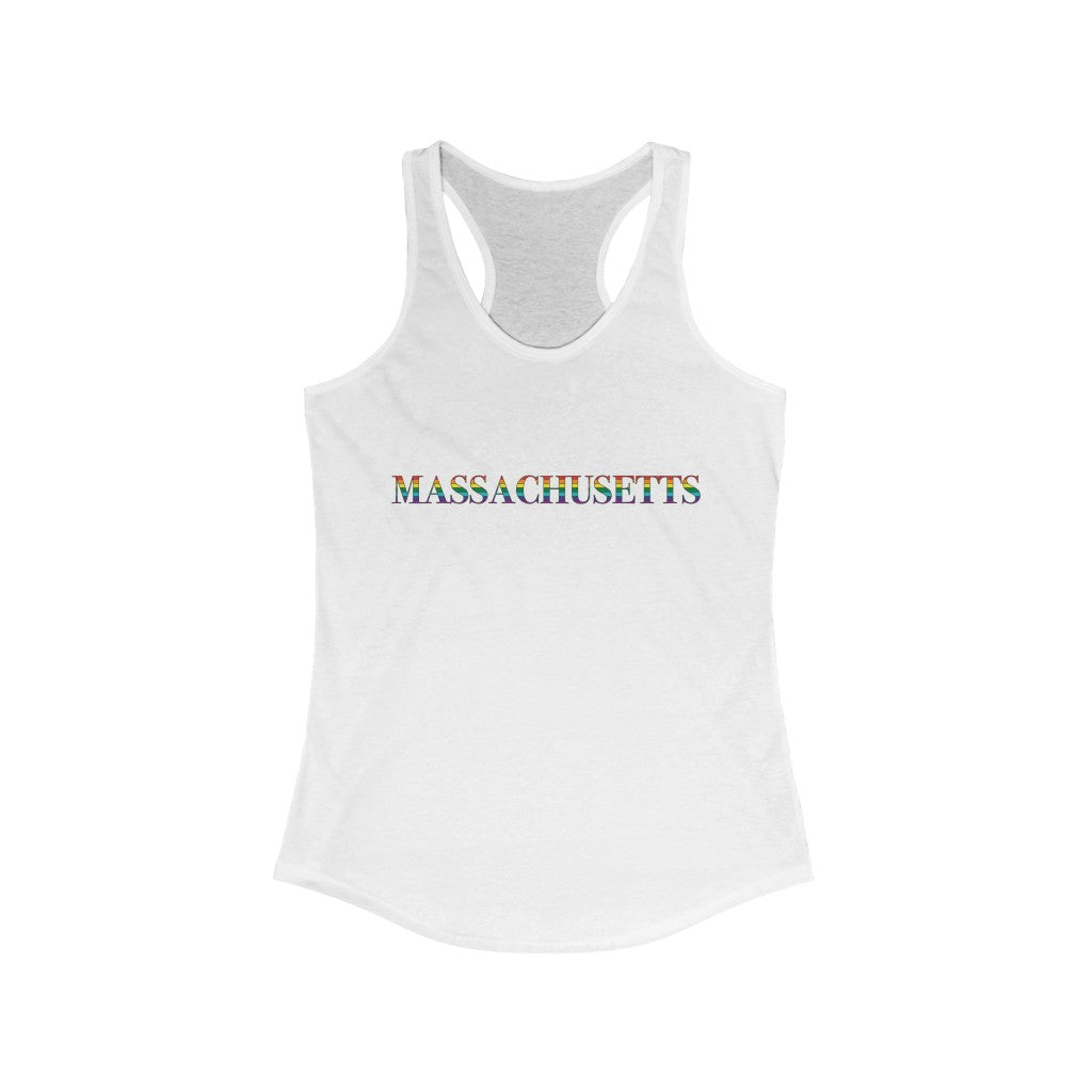 Massachusetts Rainbow Women's Ideal Racerback Tank