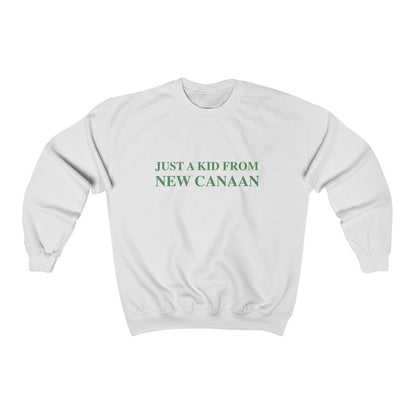  Just a kid from New Canaan Unisex Heavy Blend Crewneck Sweatshirt  Are you proud to be from New Canaan?  Show the world where you're from New Canaan! Represent New Canaan with this collection!   Proceeds from this collection help grow Finding New Canaan and Finding Connecticut websites and brands. 