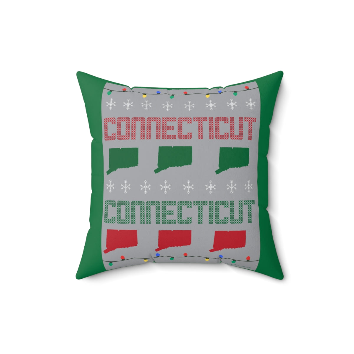 Connecticut Ugly Holiday Spun Polyester Square Pillow