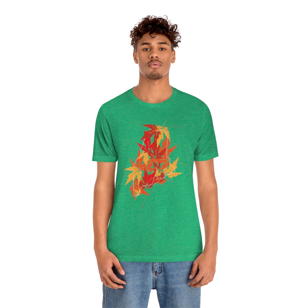 Maine Leaves Unisex Jersey Short Sleeve Tee