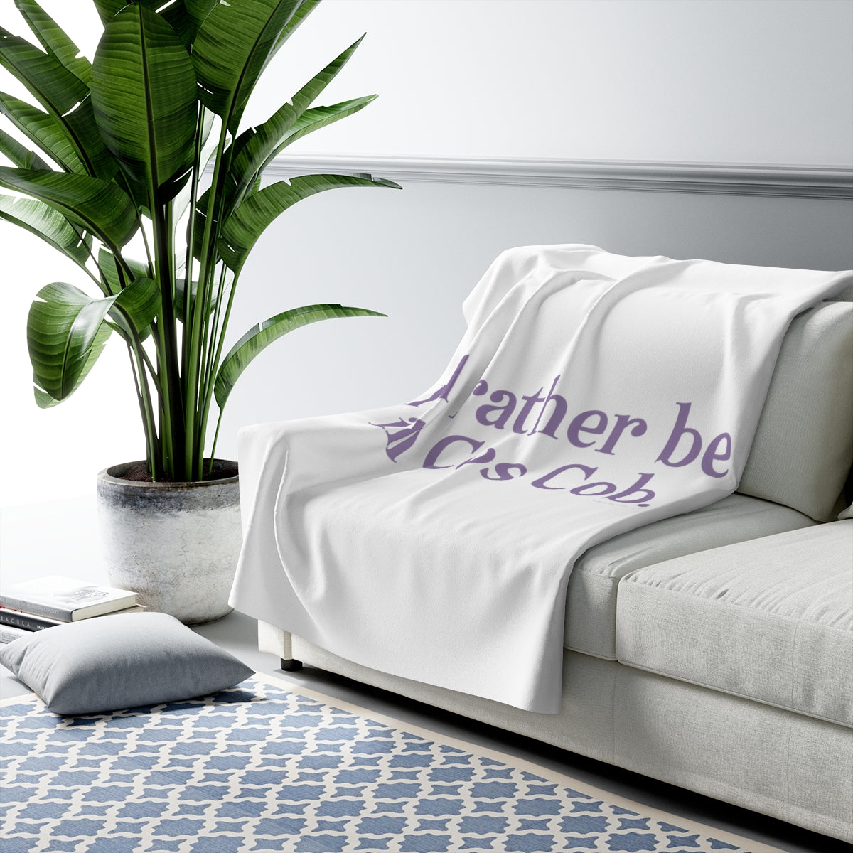 I'd rather be in Cos Cob. Sherpa Fleece Blanket - Purple Print