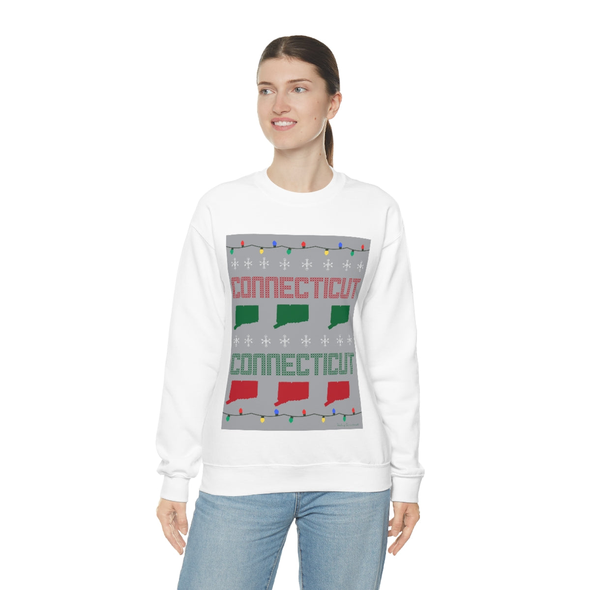 Connecticut Ugly Holiday Unisex Heavy Blend™ Crewneck Sweatshirt