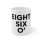 Eight Six O' White Ceramic Mug