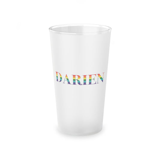 Darien ct rainbow pride pint glass