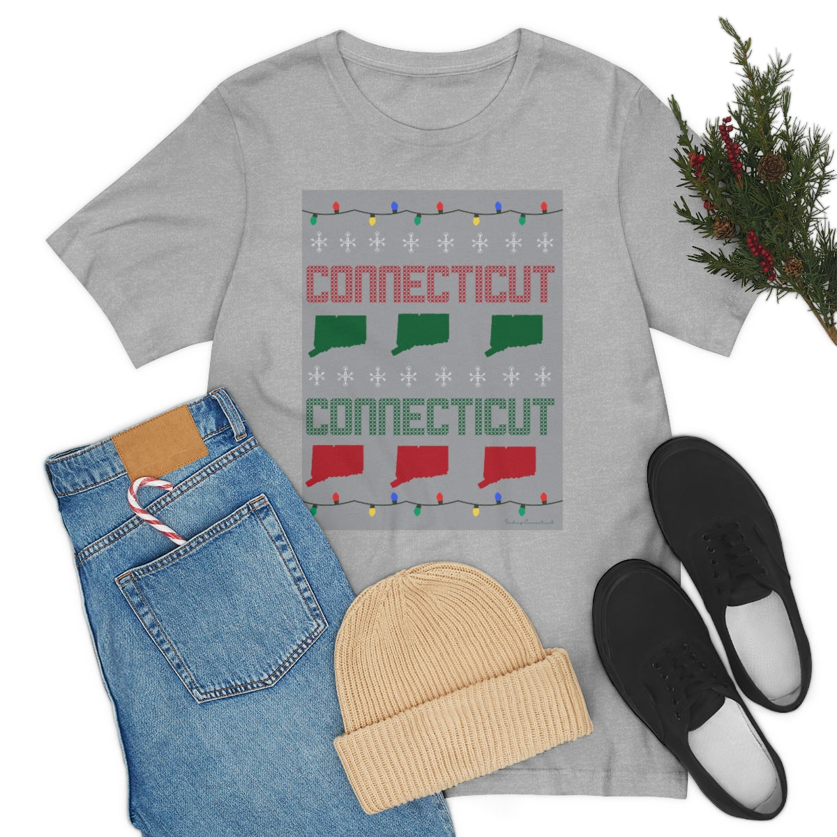 Connecticut Ugly Holiday Unisex Jersey Short Sleeve Tee