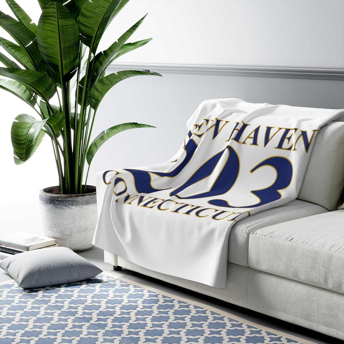 New Haven 203  Connecticut Sherpa Fleece Blanket  New Haven 203 Collection. Inspired by the Connecticut flag and the 203! Show off for your pride for Connecticut and Hartford!   Proceeds of this collection go to help build Finding Connecticut’s website and brand. • Free USA shipping   Click here to go to our home page 