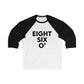 Eight Six O' Unisex 3\4 Sleeve Baseball Tee