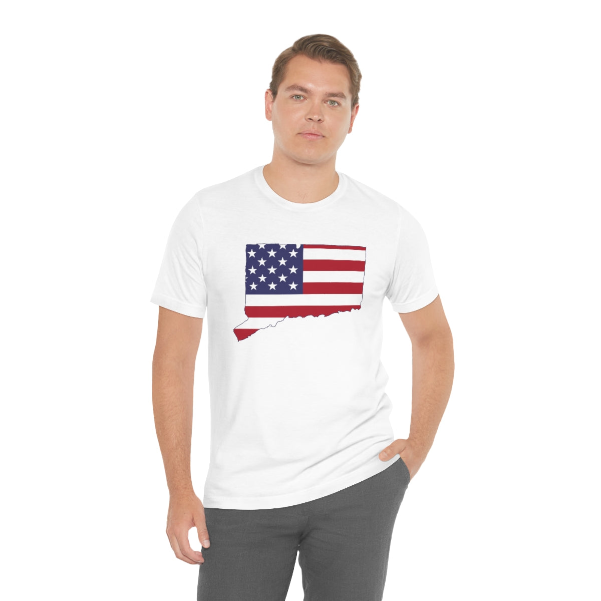 Connecticut American Flag Unisex Jersey Short Sleeve Tee