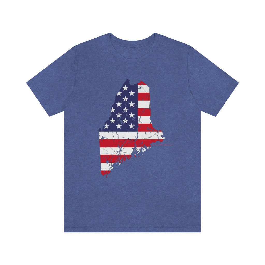 Maine American Flag collection has tee shirts, mugs, reusable bags, and other apparel and gifts. All proceeds goes to help build the Finding Maine brand and get our website up and going. Free shipping on all products. 