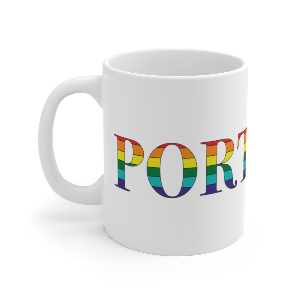 Portland Maine Rainbow  White Ceramic Mug