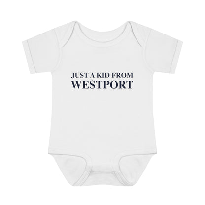 Just a kid from Westport Infant Baby Rib Bodysuit 