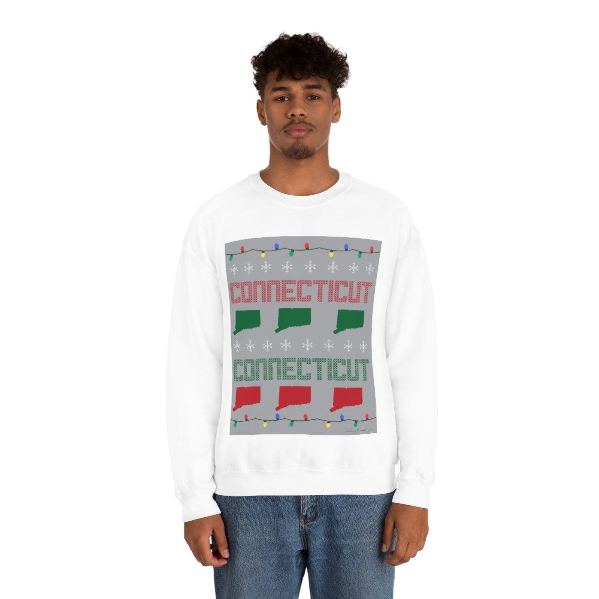 Connecticut Ugly Holiday Unisex Heavy Blend™ Crewneck Sweatshirt