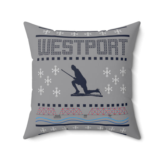 westport ct / connecticut ugly christmas sweater pillow 