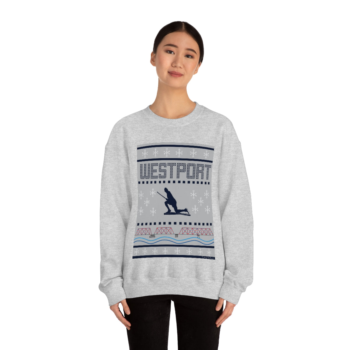 Westport Ugly Holiday Blue / White  Unisex Heavy Blend™ Crewneck Sweatshirt