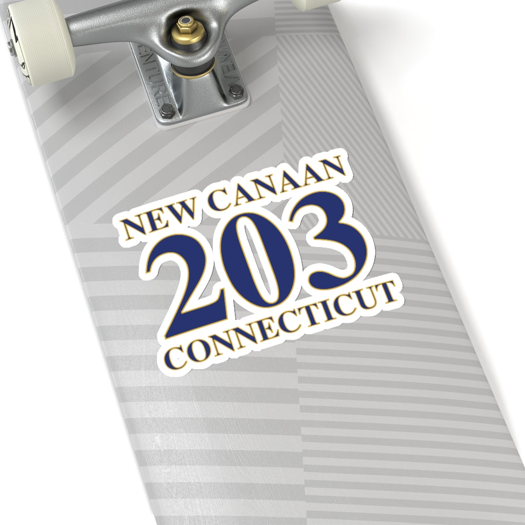 New Canaan 203 Connecticut Kiss-Cut Stickers  The 203 New Canaan Collection. Show off New Canaan and Connecticut at the same time. Colors were inspired by the Connecticut state flag.   Proceeds help build Finding New Canaan and Finding Connecticut's brand. 