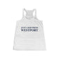 Just a kid from Westport Women's Flowy Racerback Tank