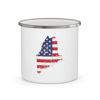 Maine American Flag Enamel Camping Mug